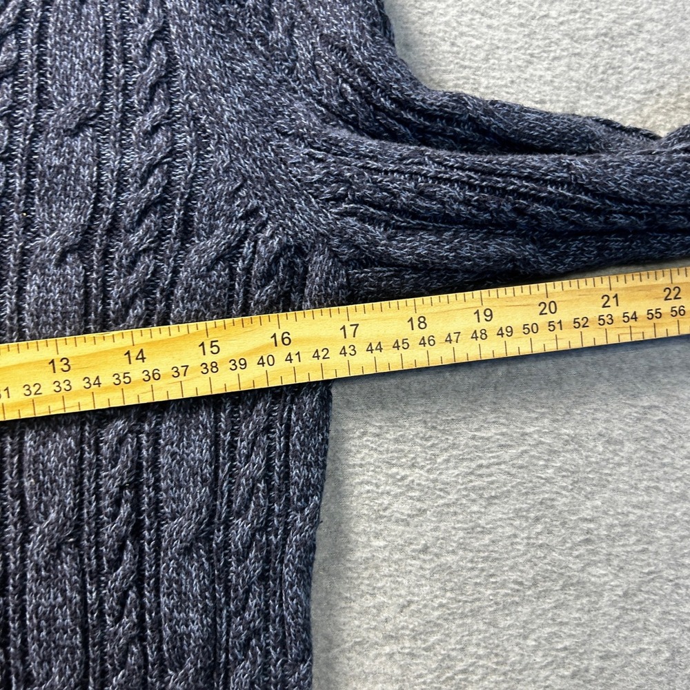Cable Knit Sweater Womens Medium Blue V Neck Long Sleeve Pullover Croft & Barrow - Picture 6 of 7